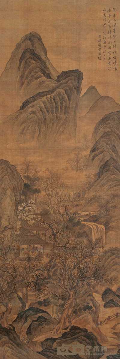 唐寅（传） 1500年作 秋山访友图 立轴 220×74cm